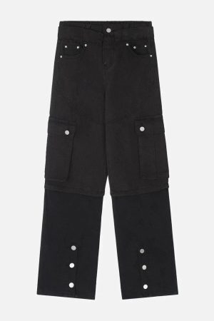 Concert Outfit Multi-Pocket Patchwork Jeans