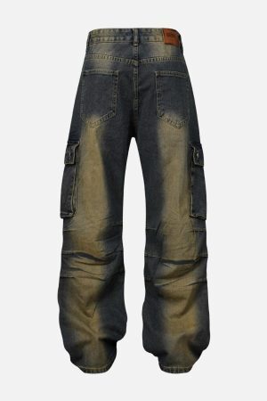Concert Outfit Multi Pocket Washed Cargo Jeans
