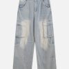 Concert Outfit Multi Pocket Washed Jeans