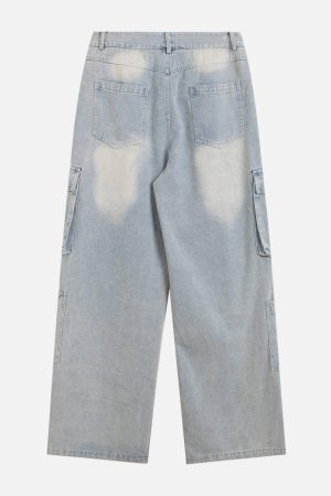 Concert Outfit Multi Pocket Washed Jeans