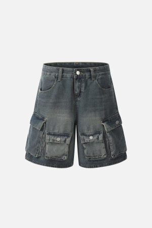 Concert Outfit Multi Pocket Washed Jorts