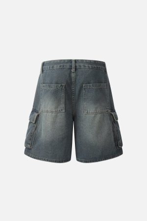 Concert Outfit Multi Pocket Washed Jorts