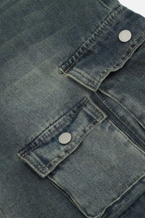 Concert Outfit Multi Pocket Washed Jorts