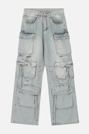 Concert Outfit Multiple Pockets Washable Jeans