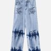 Concert Outfit Niche Design Letter Embroidered Tie-Dye Gradient Jeans
