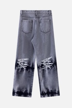 Concert Outfit Niche Design Letter Embroidered Tie-Dye Gradient Jeans