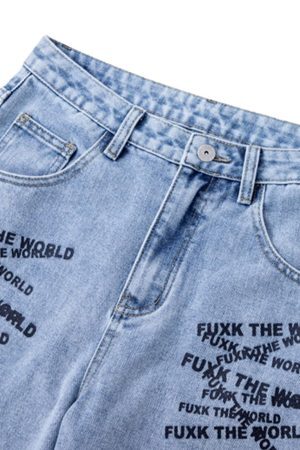 Concert Outfit Niche Design Letter Embroidered Tie-Dye Gradient Jeans