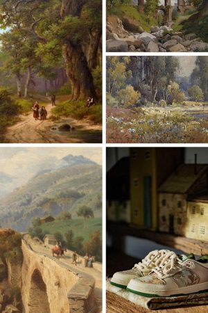 Concert Outfit Oil Painting Forest Print Skate Shoes