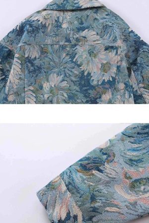 Concert Outfit Oil Painting Jacquard Flower Denim Jacket