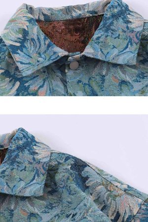 Concert Outfit Oil Painting Jacquard Flower Denim Jacket