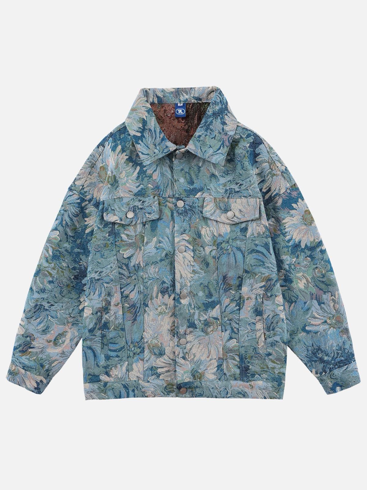 Concert Outfit Oil Painting Jacquard Flower Denim Jacket Concert Outfit Oil Painting Jacquard Flower Denim Jacket