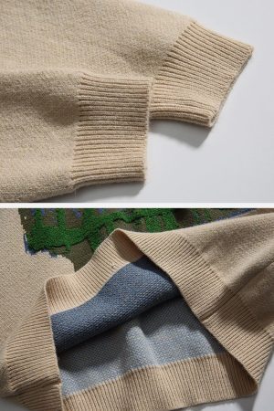 Concert Outfit Oil Painting Mountain Sweater