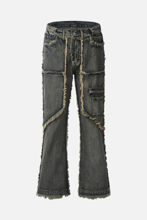 Concert Outfit Old Raw Hem Straight Leg Micro Flare Jeans