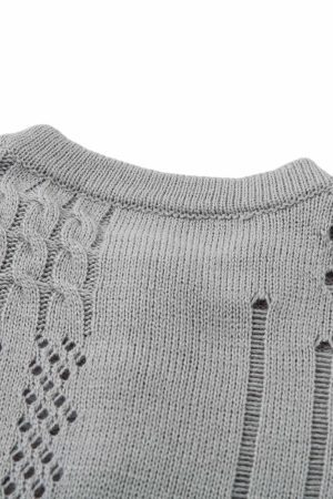 Concert Outfit Openwork Knit Short-Sleeve Sweater