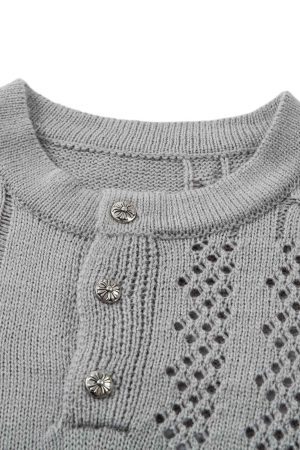 Concert Outfit Openwork Knit Short-Sleeve Sweater