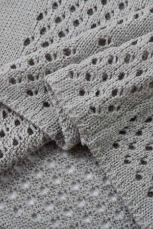 Concert Outfit Openwork Knit Short-Sleeve Sweater