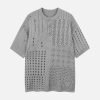 Concert Outfit Openwork Knit Short-Sleeve Sweater