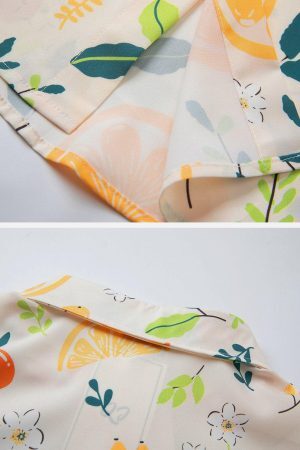 Concert Outfit Orange Print Short Sleeve Shirt