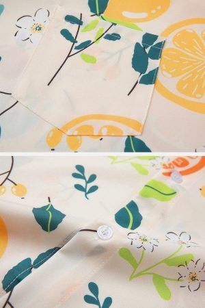 Concert Outfit Orange Print Short Sleeve Shirt