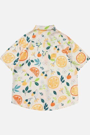 Concert Outfit Orange Print Short Sleeve Shirt