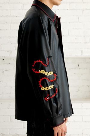 Concert Outfit Original Embroidered Leather Shirt