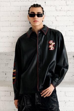 Concert Outfit Original Embroidered Leather Shirt