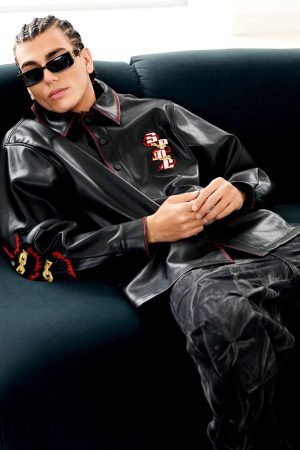 Concert Outfit Original Embroidered Leather Shirt