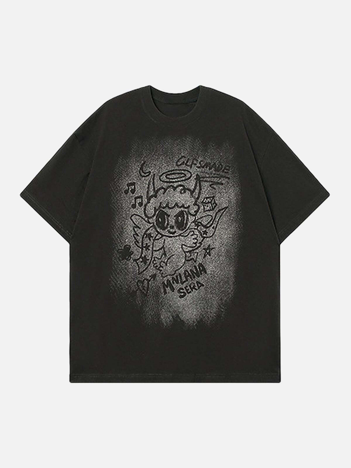 Concert Outfit Oversized Angel Graphic T-Shirt Concert Outfit Oversized Angel Graphic T-Shirt