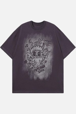 Concert Outfit Oversized Angel Graphic T-Shirt