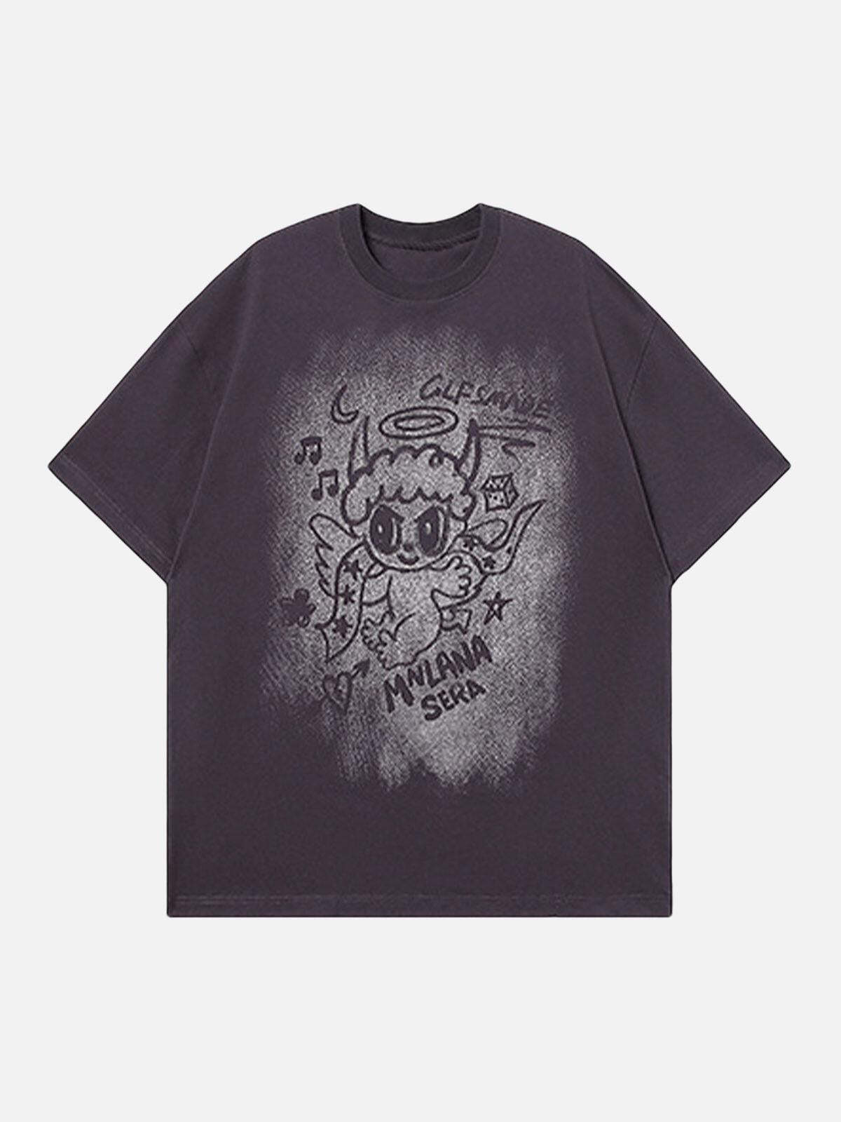 Concert Outfit Oversized Angel Graphic T-Shirt Concert Outfit Oversized Angel Graphic T-Shirt