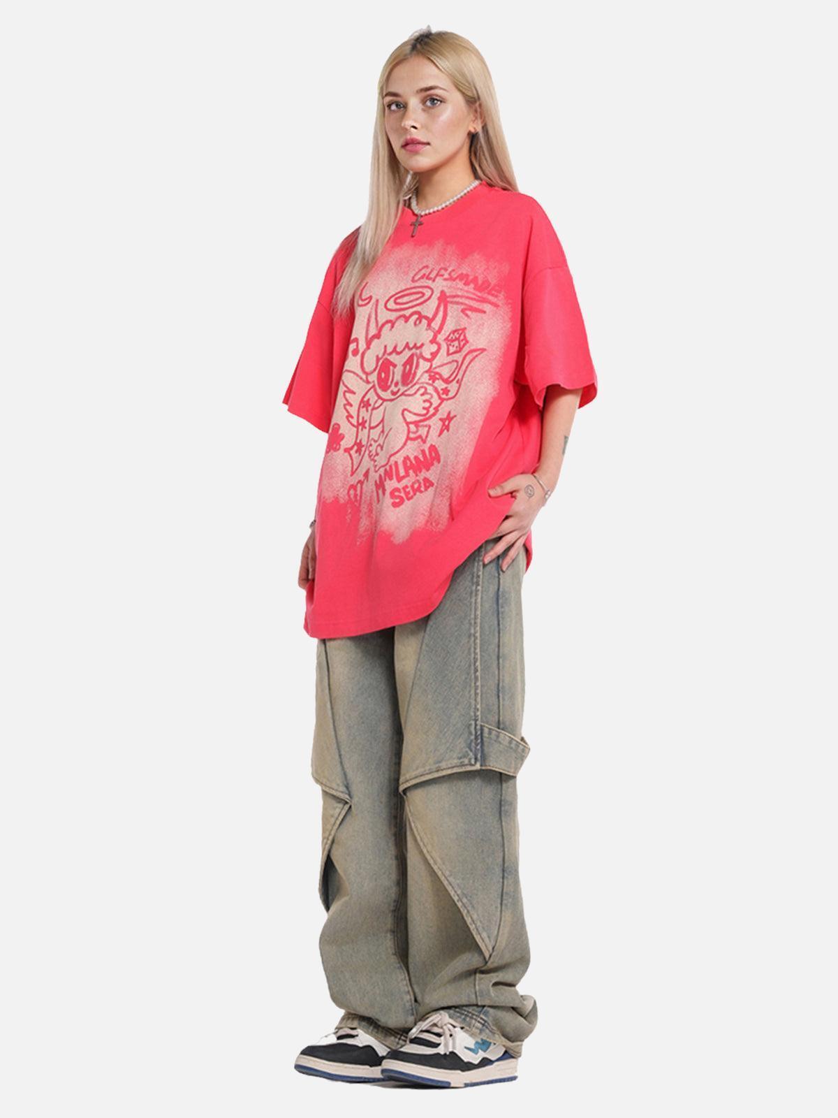 Concert Outfit Oversized Angel Graphic T-Shirt Concert Outfit Oversized Angel Graphic T-Shirt