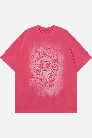 Concert Outfit Oversized Angel Graphic T-Shirt