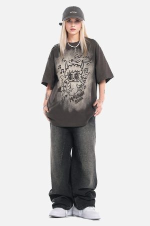 Concert Outfit Oversized Angel Graphic T-Shirt
