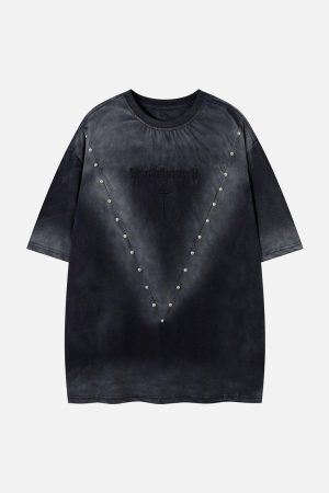 Concert Outfit Oversized Cross and Studed T-Shirt