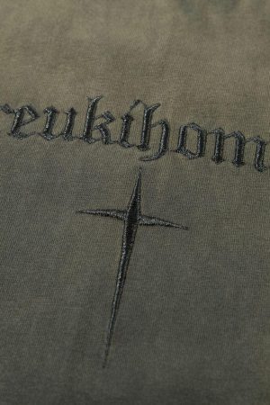 Concert Outfit Oversized Cross and Studed T-Shirt