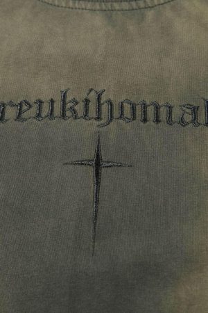 Concert Outfit Oversized Cross and Studed T-Shirt