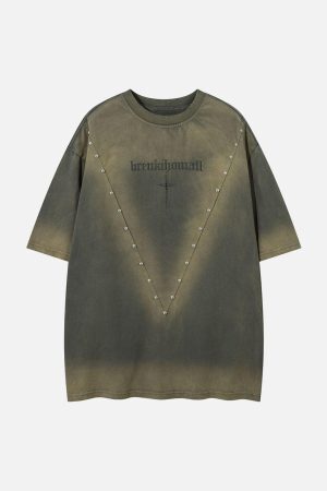 Concert Outfit Oversized Cross and Studed T-Shirt