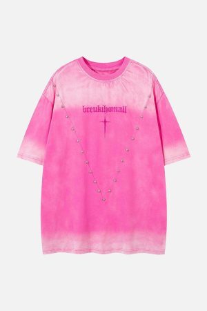 Concert Outfit Oversized Cross and Studed T-Shirt