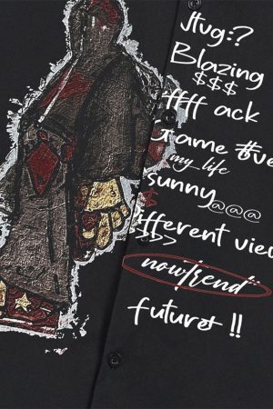 Concert Outfit Oversized Graphic Cartoon Letter Print Short-Sleeve Shirt