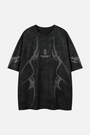 Concert Outfit Oversized Graphic Suede Print T-Shirt