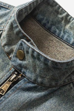 Concert Outfit Oversized Hip-Hop Embroidered Patch Denim Jacket