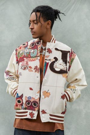 Concert Outfit Owl Patch Embroidered Baseball Jersey