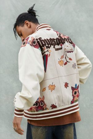 Concert Outfit Owl Patch Embroidered Baseball Jersey