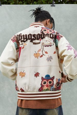 Concert Outfit Owl Patch Embroidered Baseball Jersey