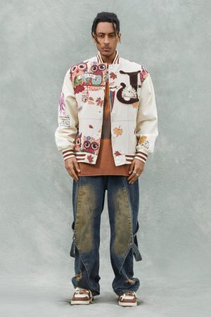 Concert Outfit Owl Patch Embroidered Baseball Jersey