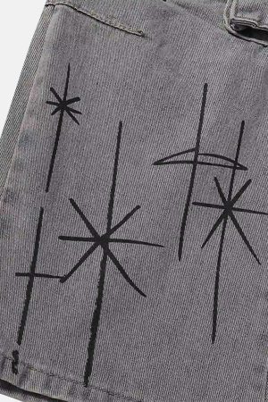 Concert Outfit Painted Washed Multi-Pocket Cargo Jeans