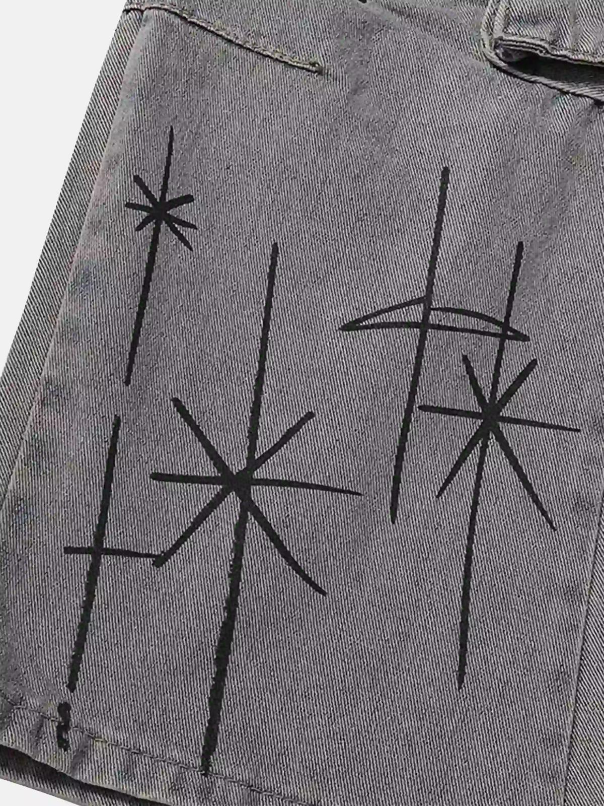 Concert Outfit Painted Washed Multi-Pocket Cargo Jeans Concert Outfit Painted Washed Multi-Pocket Cargo Jeans