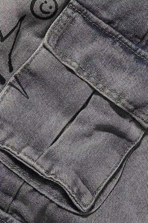 Concert Outfit Painted Washed Multi-Pocket Cargo Jeans
