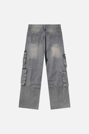 Concert Outfit Painted Washed Multi-Pocket Cargo Jeans
