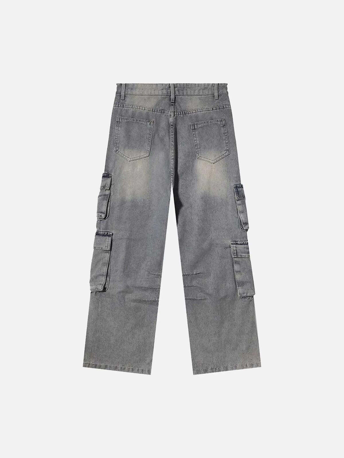 Concert Outfit Painted Washed Multi-Pocket Cargo Jeans Concert Outfit Painted Washed Multi-Pocket Cargo Jeans